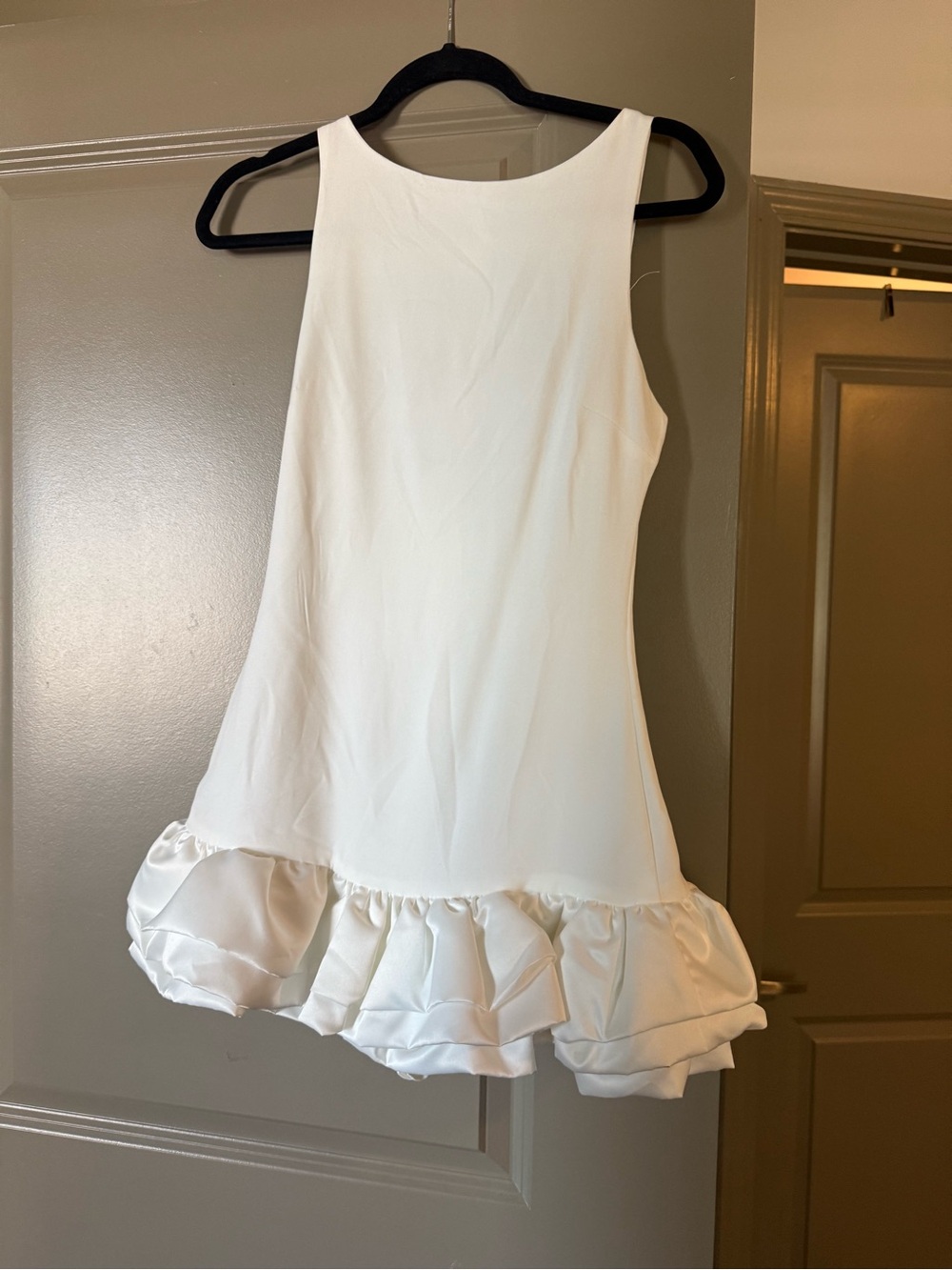 Sleeveless White Ruffle-Hem Midi Dress